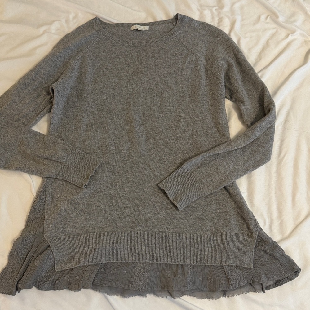 Garnet Hill 100% Cashmere Shirttail Sweater Women's Medium Long Sleeve
